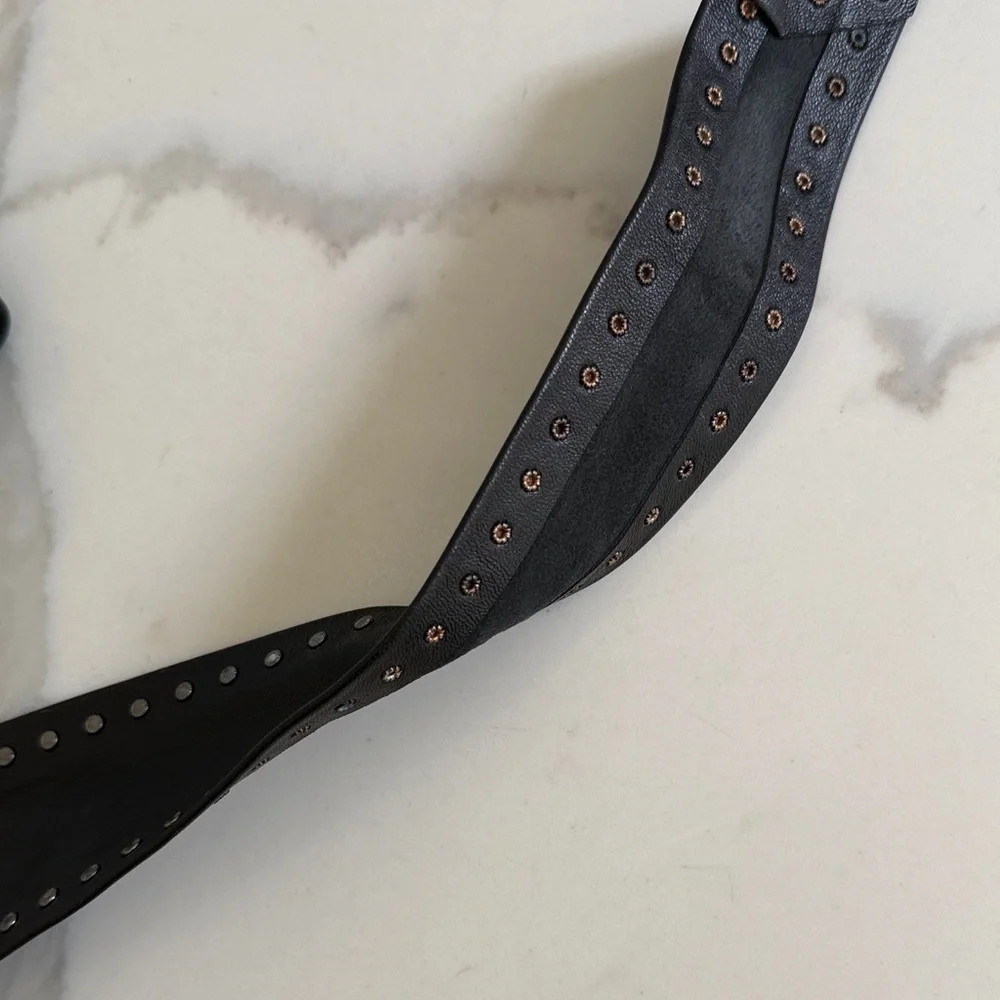 IRO Black Studded Leather Belt Bag Strap - Picture 5 of 8